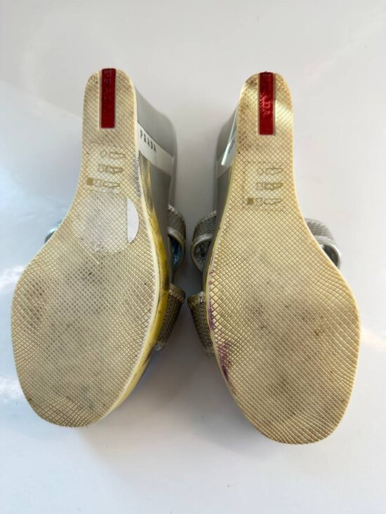 Prada Metallic Wedge Sandals – Women’s Size EU 36 / US 6 - Picture 15 of 16